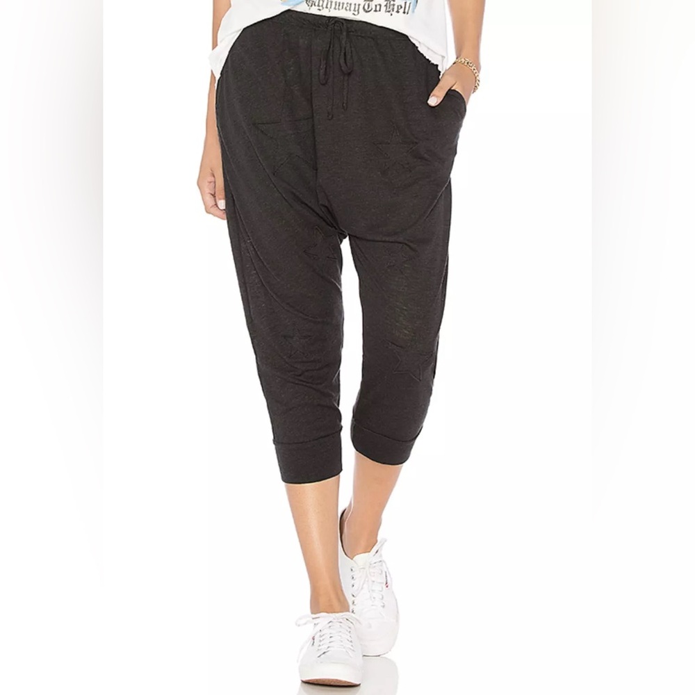 NWOT Sundry Star Drop Crotch Harem Sweatpant Black Size 0-XS Can Fit Up To Small - Picture 2 of 15
